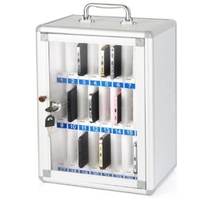 OWTWO Aluminum Alloy Acrylic Aluminum Alloy Phone Storage Lockable Carried By Hand Phone Storage Box Practical 6/12/36/48 Slots Storage Cabinet Cell Phones