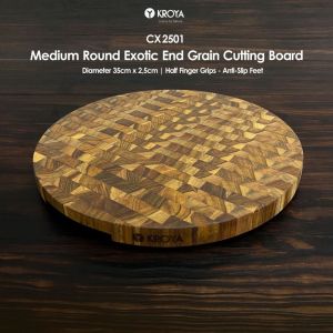 Teak Medium Exotic Round End Grain Cutting Board CX2501