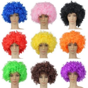 DILASSO Halloween Adult Kids Rainbow Football Fans Wigs Afro Curly Wigs Cosplay Hairs Costume Party Synthetic Wigs Funny Wig