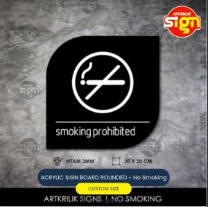 Artkrilik - Akrilik Sign Board Acrylic Rounded - No Smoking 20 x 20 cm - Modern Minimalis