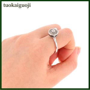 tuokaiguoji แหวนวงแหวนสำหรับพระพุทธศาสนาแบบทิเบตแหวนจักระโชคดีแหวนดอกบัวปรับขนาดได้ของขวัญ