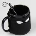 Ninja Mug with Coaster and Spoon Funny Gift from Thumbs Up Brand Tiktok Hot Gift for Boyfriend Japan Style Cup Ceramic Personality Coffee Mug Resistant Teacup Birthday  Gift  Novelty Gift Creative Gift Cool Gift Cute Gift. 