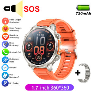 2025 MK100 Smart Watch 1.8-inch Screen BT Call Heart Rate Blood Oxygen IP68 Waterproof Outdoor Sports Smart Watch with Flashlight GPS