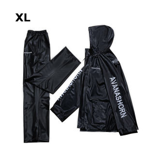 เสื้อกันฝนสีดำสำหรับผู้ชาย/ผู้หญิง เสื้อกันฝนกันน้ำพร้อมแถบสะท้อนแสงและฮู้ด