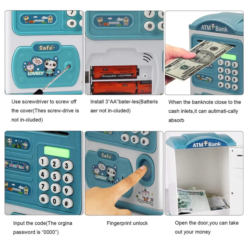 Ready Stock) Mini ATM Savings Piggy Banks Toys for Real Money Save