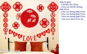 Bộ dán tường trang trí phòng cưới phòng khách (Hàng sẵn như hình)