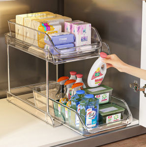 SpaceMax 2/3 Tier Under Sink Storage Rack Kitchen Cabinet Storage Rack Pull Out Bathroom Sink Organizer (Dear J)