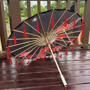 Sacesr 70cm Silk Fabric Tassel Umbrella Chinese Style Handheld Ancient Dance Umbrella Windproof Decorative Tassel Umbrella for Women K6R8Z