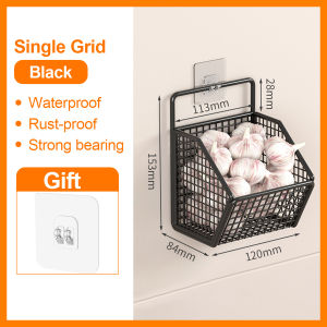 1/2/3 Grids Wall Mounted Storage Rack Onion Ginger Seasoning Storager Basket Household Kitchen Shelf Garlic Storage Shelving 壁挂置物篮