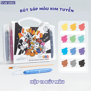 Bút Màu Nước Sáng Lấp Lánh Disney Bộ Bút Màu Hữu Cơ Cho Bé Có Hộp Đựng Thân Bút Nhựa Không Vấy Bẩn Tay An Toàn