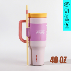 COD OWALA Tumbler Cold Cup Tumblr Stainless Botol Minum 40oz 1185ml Vacuum Tahan Panas Dingin Insulated Stainless Steel 304 Tumbler Gagang Premium 1185ML Botol Minum Aesthetic