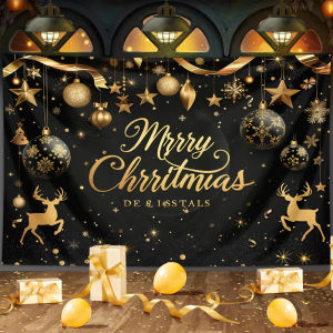 Merry Christmas Background Cloth Christmas Decoration Poster Banner Arrangement Cloth Christmas Party Photo Live Streaming Hanging Cloth