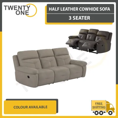 [SG Seller] TAYLOR COWHIDE RECLINER LEATHER SOFA 3 SEETER (MANUAL/POWER RECLINER AVAILABLE)