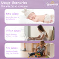 Poomsoft 5 Packs x 100 Sheet Purple Lavender Scented Alcohol-Free Baby Wipes Wet Tissue Disposable Cotton Gentle Wipes. 