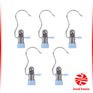 Thaihome คลิปตากผ้าระเบียง กันลม คลิปสเตนเลสที่หนีบอเนคประสงค์ ประหยัดพื้นที่ มาพร้อมตะขอ Storage Hooks