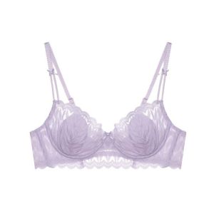 Bow Strap Lace Deep V Bra Close-fitting Soft Steel Ring Lace Thin Bow Bras Anti-sagging Gathered Breasts Push Up Underwear