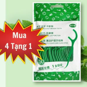 ( Mua 4 Tặng 1 Túi ) Chỉ nha khoa vị bạc hà sợi chỉ nhỏ chăc chắn siêu mịn tăm chỉ nha khoa 1 túi 50 chiếc dùng cho gia đình