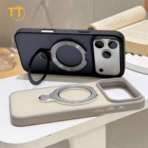 Tri-Town Magnetic Bracket Phone Case For iPhone 11 13 12 14 15 16 17 Pro Max Skin-Like Frosted Anti-drop Back Cover