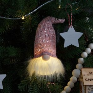 SIRENXI Ông già Noel  dây chuyền phát sáng Giáng sinh Tinh tế Hoạt hình Búp bê trang trí hình người lùn Dễ thương Đồ trang trí phát sáng Vật trang trí hình chú lùn không . Trang trí nhà cửa dịp Giáng sinh