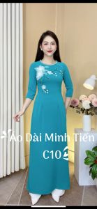 Áo Dài Lụa Mỹ Cao Cấp Họa Tiết Đính Kết Thủ Công Tỉ Mỉ - Mã C10