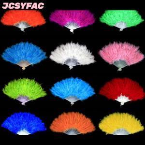 JCSYFAC 9 Màu Sắc Mới Trang Phục Đám Cưới Showgirl Nhảy Gấp Tay Lông Fan Ưa Thích