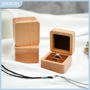 【SHANGZE4】 Gỗ Nhẫn cưới Hộp quà tặng Túi trường hợp bao bì cho đồ trang sức vòng Vòng cổ chủ Organizer Box