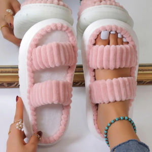 Spring Corduroy Home Womens Slippers Open Toed Bedroom Casual Soft Soled Couples Sandals Parent-child Floor Warm Walking Shoes H260729