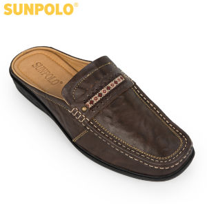 Giày sục không gót nam da bò cao cấp SUNPOLO SPO002