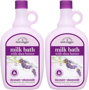 Village Naturals Bath pe Moisturizing Lavender Chamomile Milk Bath - Hydrates Skin - Made with Shea Butter and Vitamin E (Pack of 2 Bottles 28 fl oz Each)