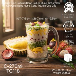 Set 6 Ly Thủy Tinh Quai Cầm Đáy Dày The Cornerstone Mug 350ML – Ly Bia Ly Cà Phê Ly Trà Đá Phục Vụ Quán Và Gia Đình