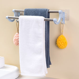 Bathroom Towel Rack Powerful Adhesive Double Layer Suction Pad Toilet Towel Rack Stainless Steel Kitchen Hanging Shelf
