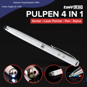 TaffLED Pulpen 4 in 1 Senter Laser Pointer Pen dan Stylus Tinta Hitam - T0054 - White