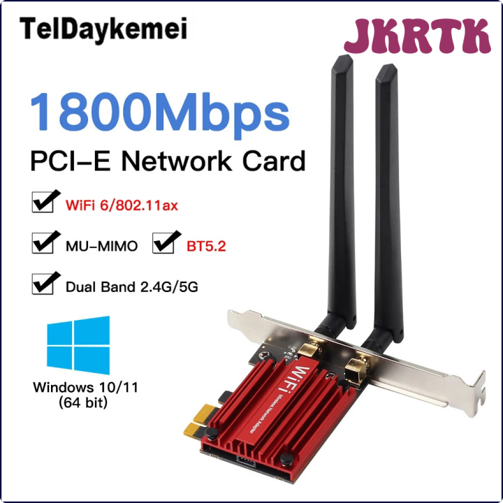 JKRTK 1800Mbps Wifi 6 PCI Express Wireless Adapter Bluetooth 5.2 MT7921