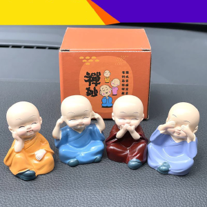 Bộ 4 Tượng Phật Tứ Không Chú Tiểu Hòa Thượng Tu Sĩ Bộ Tượng Chú Tiểu Tứ Không Trang Trí Xe Hơi