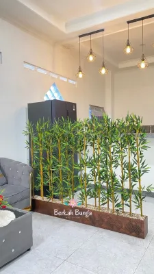 Partisi Bambu T 120cm Penyekat ~ Pembatas Hias Tirai Bambu Ruangan Rumah Dekorasi Bambu Artificial Daun Plastik