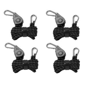 SANLIKE Outdoor Pulley Adjuster Tent Holder Metal Lifting Pulley Reflective Wind Rope 4mm SET OF 4PCS
