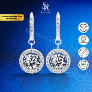RoyStone - Anting Wanita Moissanite Sertifikat GRA Original Lapis Emas - Princess Earring