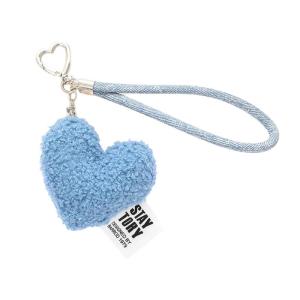 Sweet Plush Love Heart Bag Charm Keychain Keyring Pendant with Wrist Lanyard for Coin Purse Backpack Car Key Decoration