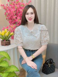 So Hot Issue เสื้อลูกไม้สีขาว เสื้อขาวใส่งานบวช ใส่ทำบุญ ใส่ไปวัด Freesize อก 42 ยาว 25 นิ้ว No.526 ส่งฟรี มีบริการเก็บเงินปลายทาง