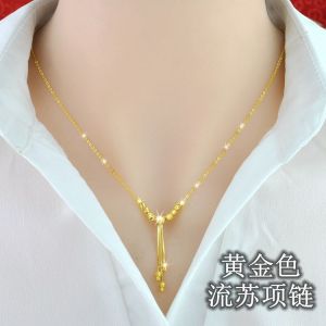 rantai emas 916 Necklace for Women/Simple Japanese and Korean Temperament Collarbone Chain Accessories Jewelry Gifts Hypoallergic
