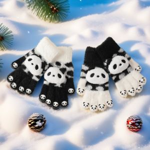 LETIGO 1pair Plush Hand Gloves Winter Gloves Open Fingertips Plush Knit Fabric Knitted Winter Gloves Gifts Thickened Warm Touchscreen Gloves Writing