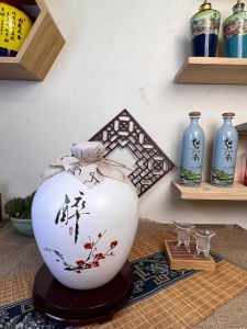 Bình gốm sứ hoa đào đỏ tráng men bóng đựng rượu và các loại nước thể tích 500ml 1l 1.5l 2.5l 5l