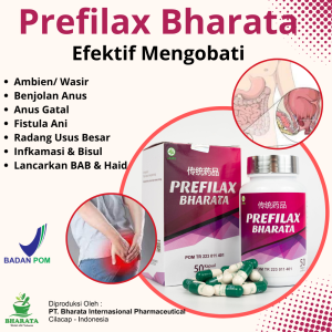 Obat Wasir Ambeien Bab Berdarah - Prefilax Bharata - Obat Hemoroid Bab Darah Sembelit Pelancar Bab