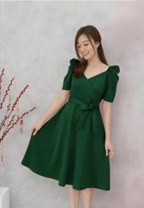 Dress Sabrina Bahan Scuba tebal sleting jepang belakang Realpict Fit To L