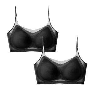 2Pcs/Set Seamless Bras Women Ultra-thin Summer Cool Underwear Push Up Bra Padded Ice Silk Bra