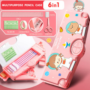 Multifunctional Pop up Pencil Case Cartoon Pencil Box with Scissors Ruler Pencil Eraser and Pencil Sharpener Stationery Storage Box School Supplies Children Gift Pencil Case Organizer Stationery Bag for Boys Girls Childrens Gifts Birthday and Xmas