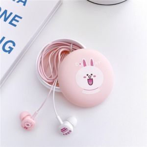Mezone Lovely Creative Earphone 3.5mm Plug Wired In-ear Headphones With Mic Cute Cony Brown Cartoon Headphones in-Ear Earphones Earbuds