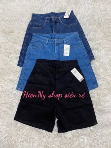 Quần lửng ngố Jean nữ lưng cao ống rộng chất vải co giãn