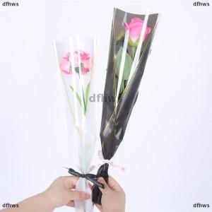 [COD] dfhws ถุงห่อดอกไม้แขนกุหลาบเดี่ยว50ชิ้นถุงบรรจุภัณฑ์ช่อดอกไม้กระดาษแก้วใสห่อดอกไม้สำหรับวันวาเลนไทน์
