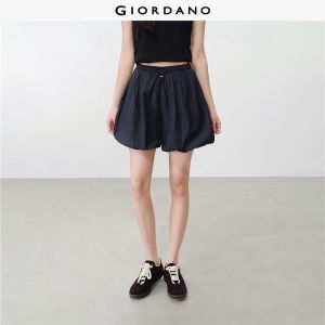 Giordano Women Drawstring elastic waist bubble shorts Free Shipping 18406604